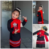 ชุดภูไท ชุดลาว  ชุดเด็กภาคอีสาน  ชุดไทยเด็กหญิง ชุดพื้นเมืองเด็ก ชุดใส่ลอยกระทง  สีแดงดำ