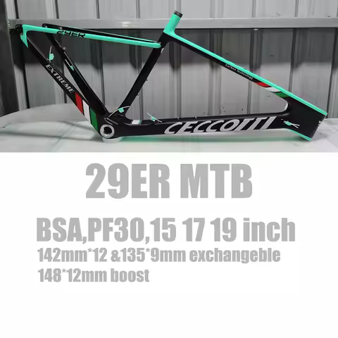 CECCOTTI Carbon Frame MTB 29 Mountain Bike Hardtail Frames 148*12mm Thru Axle BOOST 29er*2.35 Inch M