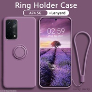 OPPO A74 A73 A72 5G 4G Phone Case Comes with Ring Holder Liquid Silicone Anti-Collision Shock-Resist
