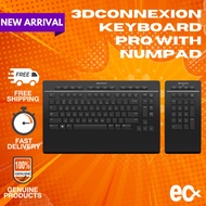 3Dconnexion Keyboard Pro with Wireless Numpad (US QWERTY) – Ergonomic Keyboard, Macro Keys, Wrist Su