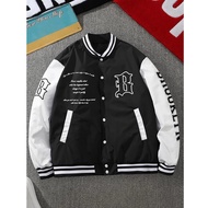 Baseball Jacket BIG Size (M - 6XL) B BROKLYN Logo (Screen Printed) Varsity Baseball Jacket Button Bo