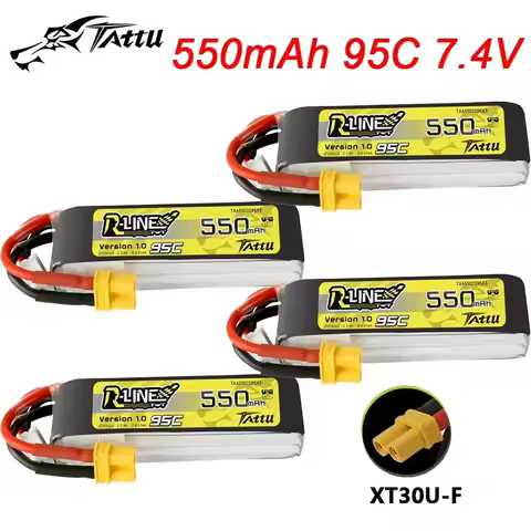 TATTU R-LINE 1.0 7.4V Lipo Battery 550mAh 95C For RC FPV Airplane Quadcopter Helicopter Drone Parts 