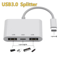 Dual USB 3.0 Adapter Splitter For i/P/hone / i/P/ad Support I/O/S Lightn/ing Fast Charging Keyboard 