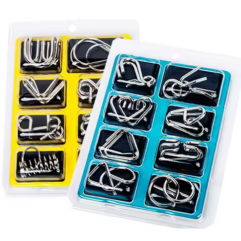 8PCS Set Metal Montessori Puzzle Wire IQ Games Rompecabezas 3D Casse Tete Brain Teaser Intellectual 