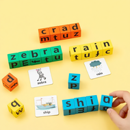 GEESO Letter Spelling Block Flash Cards Game English Words Early Educational Toys For Kids