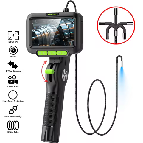5'' Screen HD Camera 3.9mm Lens with Light Two-way Rotation Industrial Borescope IP67 Waterproof 3.9