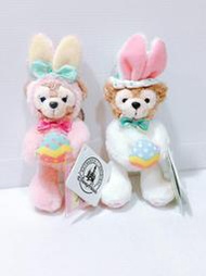 香港迪士尼2016復活節限定商品 兔子造型裝 ~ 達菲&amp;雪莉梅公仔鑰匙圈吊飾 (組)