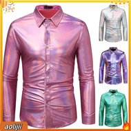 Men Disco Shirt Unique Glossy Design Shirt Golden Sequin Disco Shirt for Men Shiny Metallic Party Co