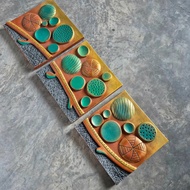 Keceramics Handmade Ceramic Mariner Mural Loose Tiles Set of 3 (30.5 x 30.5 x 7 cm) Wall Decoration