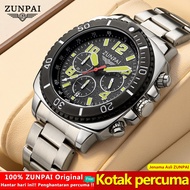 100% ZUNPAI Jam Tangan Lelaki Original Multifunction Chronograph Waterproof Can Swimming Watch Analog Quartz Watch Men watch Sports Watch Stainless Steel Black Watch Luxury Luminous Casual Authentic ZP-288