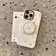 Little Brown Bear Frosted Magnetic 2-in-1 Phone Case dengan Penyangga, sesuai untuk iPhone 16 /17 Pr
