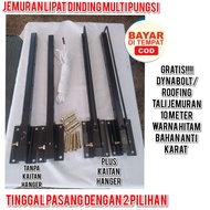 jemuran Lipat Dinding Gratis Baut Roofing Dan Tali Jemuran 6mm Panjang 10meter