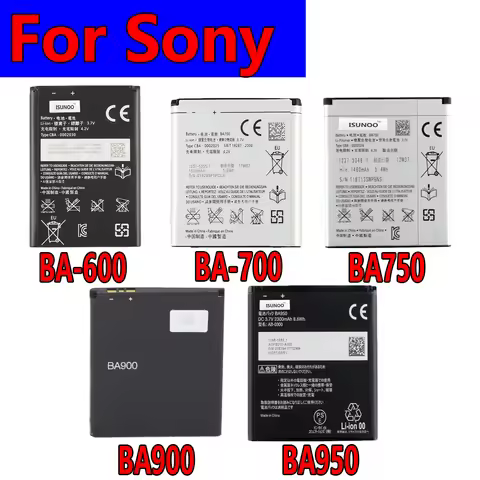 ISUNOO Mobile Phone Battery For Sony Ericsson BA600 BA700 BA750 BA900 BA950 - High Capacity Recharge