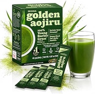 Golden Aojiru Original - Young Barley Green Grass Juice Powder with Rich Dietary Fiber, 100% Japanes