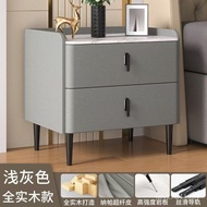 Leather Light Bedside Table Style Full Italian Luxury Simple Modern Red Cream Bedside Table Solid Wo