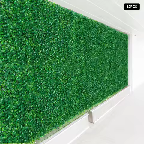 23.62" x 15.75" 12 Pieces Plant WallHigh-Density Fake Grass Green For Garden Fence Decoration