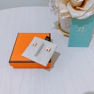 HERMES 愛馬仕H耳環耳釘 白色玫瑰金MINI POP H EARRINGS