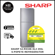 Sharp 253L J-Tech Inverter 2 Door Refrigerator SJ-RX34E-SL2 * 2 YEARS LOCAL WARRANTY * FAST DELIVERY *