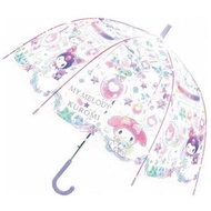 J's Planning - Japan Sanrio My Melody x Kuromi 日版 圓頂形 透明 兒童 雨傘 小童 長遮 彎手柄 長傘 戶外 便攜 防風 雨具 55cm 美樂蒂 酷洛米