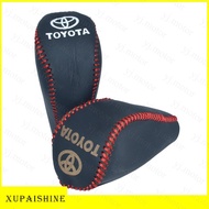 【XPS】2008 - 2013 Toyota Vios Yaris หนังแท้ฝาครอบหัวเกียร์ Handbrake Cover Handsewn Leather Cover