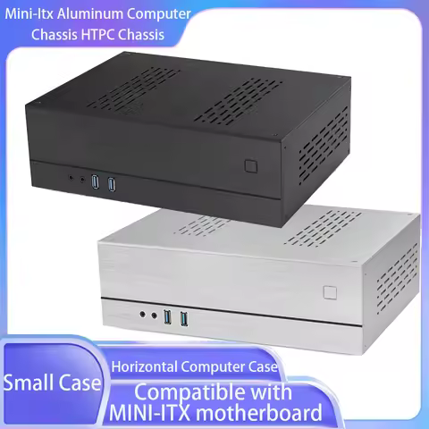 Mini-ITX Flex ATX PSU Aluminum Desktop Computer Chassis HTPC Chassis Horizontal Case Small Case Silv