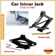 Car Scissor Jack Heavy Duty Garage Service Jack Lifting Car Scissors Jack Jek Kereta Hexagon DIY 1Ton 1.5Ton 2Ton 3Ton