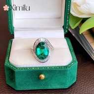 XIMILU ♥Original Zambia Emerald Crystal Ring Big Clabohemian Jewelry 925 silver original ring for women rings men korean jewelry cincin lelaki cincin perempuan couple cincin emas korea 戒指