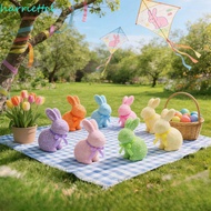 HARRIETTCL Rabbit Easter Figurine, Colorful Handmade Easter Bunny Ornament, Creative Gift Simulation