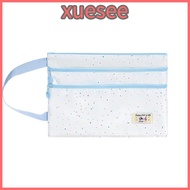 XUESEE File Bag, A4/A5 Three Layers Handbag, INS Large Capacity Polka Dot Design Exam Papers Storage