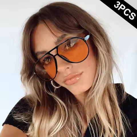 1pcs/3pcs Vintage Large Sunglasses for Women, Oversized 70s Retro Fashion Pilot Sunglasses, Women's 