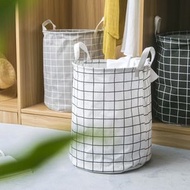 可摺疊衣物收納籃污衣籃-米白色格仔 無印風 洗衣籃