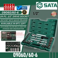 SATA 09060/09060-6 24PC 1/2" 6PT/ 12PT BOX SOCKET SET (6 POINT/ 12 POINT)