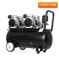 3360W 60L 280L/min 0.7Mpa Double Air Inlet Air Compressor Air Pump Oil-free Black Carpenter Air Pump