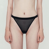 ornoir.co 黑色紗網純色拼接法式丁字褲內褲