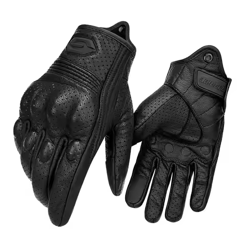 Retro Leather Motorcycle Gloves Summer Motocross Gloves Men Biker Cycling Gloves Touch Screen Motorb