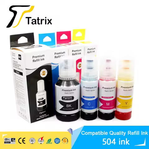 Tatrix Quality Refill Ink For Epson 504 T504 BK for Epson EcoTank L4150/L4160/L4260/L6161/L6171/L619