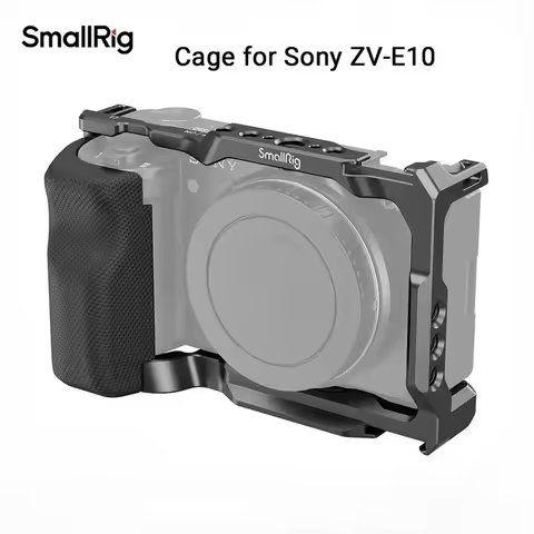 (Upgraded Version) SmallRig 3538B ZV-E10 Cage with Silicone Handle with Cold Shoe and Quick Release 