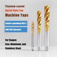 1/2/5pcs Titanium-Coated Spiral Flute Taps | Cobalt HSS-E | ISO2 6H Tolerance | For Copper, Iron, Al