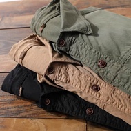 Ami Khaki American Retro Functionality Tooling Shirt - Men's Washed Cotton | Spring & Autumn Long Sl