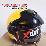 X-DOT LIBERO G118 PLAIN HALF HELMET CRUISER -YELLOW COLOR