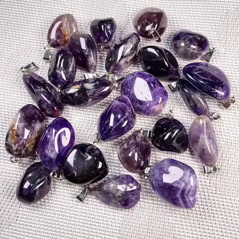 5pcs/lot Natural Amethysts Pendant Irregural Shape Small Pendnat Charms for Making Women DIY Necklac