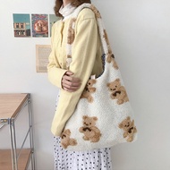 【jw】♗  Shoulder Warm Fabric Handbag Soft Canvas Tote Large Capacity Shopping Book Ladies