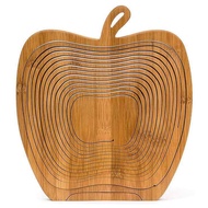 Foldable Shaped Basket Folding Fruit Bowl Holder Basket and Cutting Board Bamboo Wood Fruit Bowl