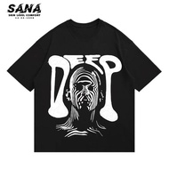SANA Baju t shirt lelaki perempuan Elevendays Oversized Tshirt Deep Illusions Black tee Men Women Co