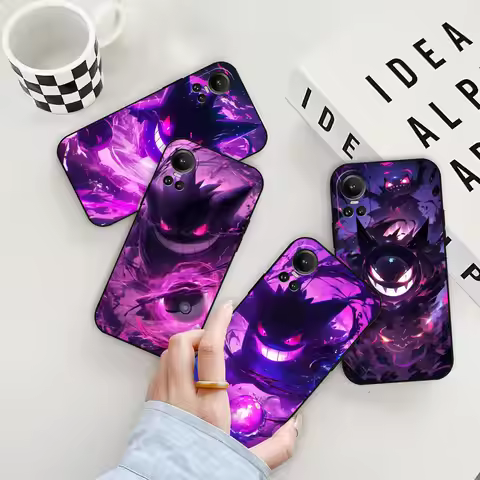 New Gengar Pokemon Phone Case For OPPO Reno 11 11F 10 8 8T 7 7Z 6 6Z 5 4 3 2F Z ACE Pro Plus 5G Blac