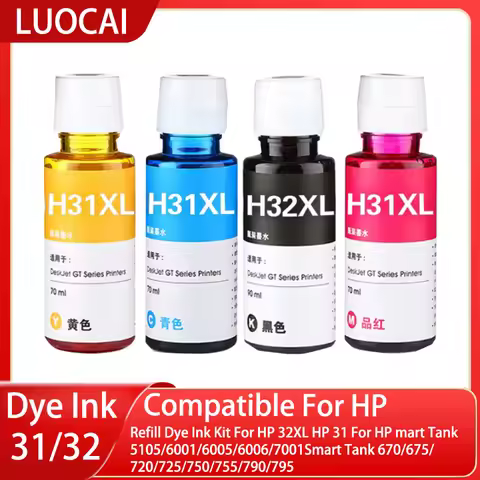 Refill Dye Ink Kit For HP 32XL HP 31 For HP mart Tank 5105/6001/6005/6006/7001Smart Tank 670/675/720