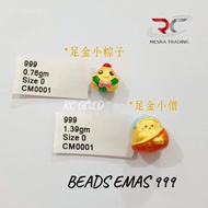 BEADS CARTOON SERIES EMAS 999 LOKET EMAS 999 CUTE COLOUR BEADS GOLD 999 足金卡通系列 足金小粽子 足金小僧