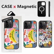 High quality Magnetic phone case CASETiFY【Colorful mood sticker】For iPhone 15 Pro Max 12 13 14 Pro Max Fruit banana Fashion Mirror effect shockproof hard Cover with Box packing