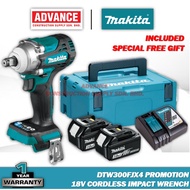 MAKITA DTW300 DTW300FJX4 18V Cordless Impact Wrench 12.7 mm (1/2") ( Brushless ) ( Special Free Gift