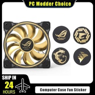 Computer Case Fan Sticker, ROG MSI AORUS Corsair Label Gold-plated Paster PC Gamer GPU Decorative Ac